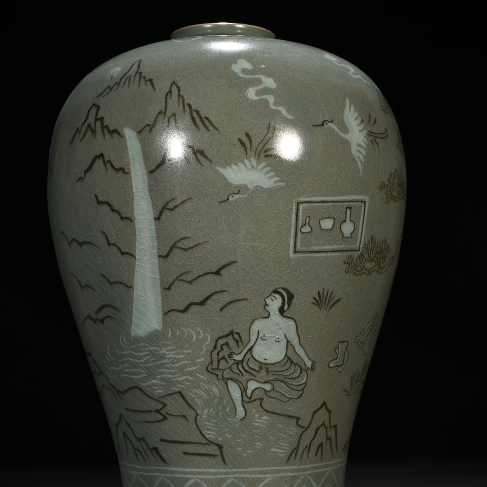 Song Dynasty and Gaoli inlaid celadon plum vase