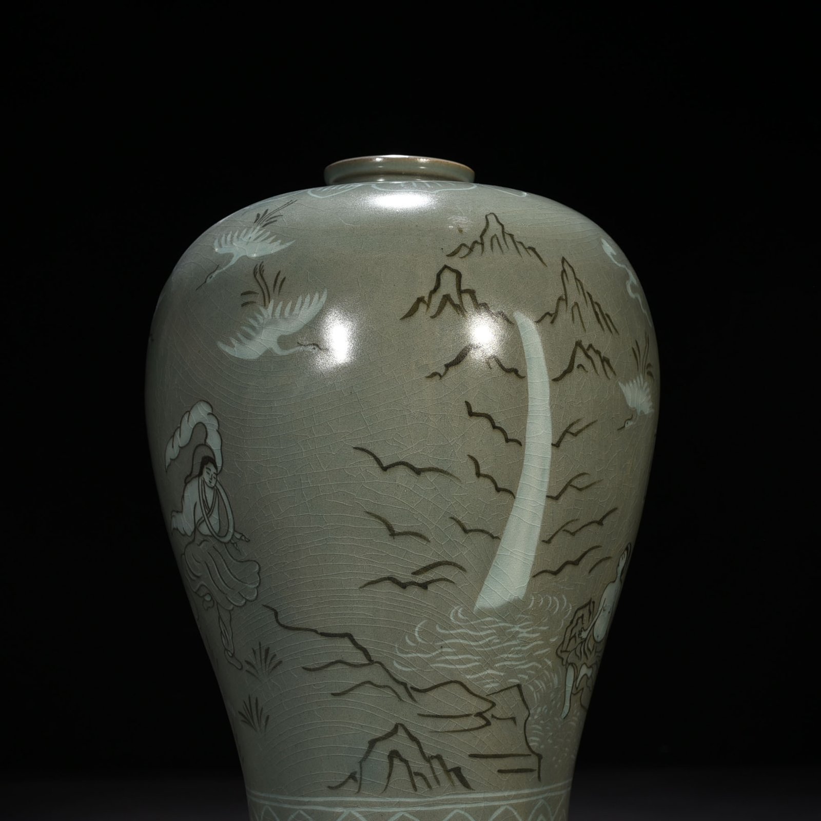 Song Dynasty and Gaoli inlaid celadon plum vase