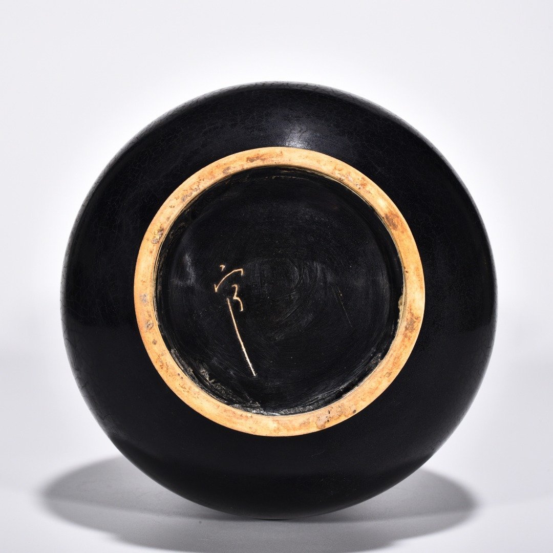 Song Dynasty Black Dinghua Mouth Jade Huchun Large Vase
