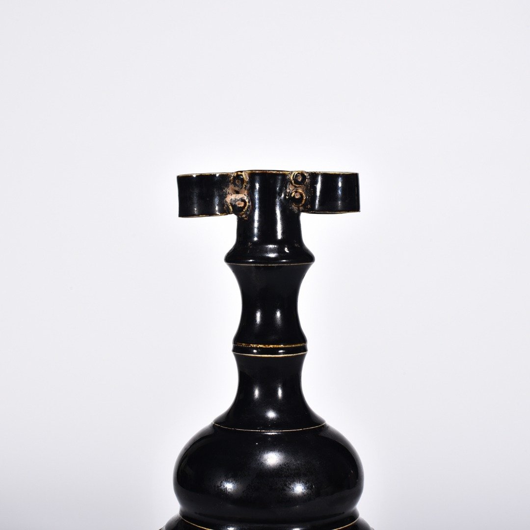 Song Dynasty Hei Ding Tiao Dao Pattern Ear-Ear Gourd Vase