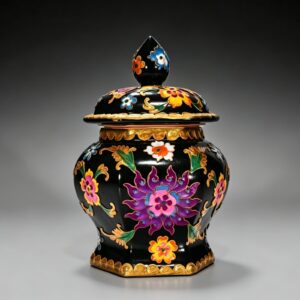 Song Dynasty Heiru cloisonné enamel flower pattern Bafang General lid jar