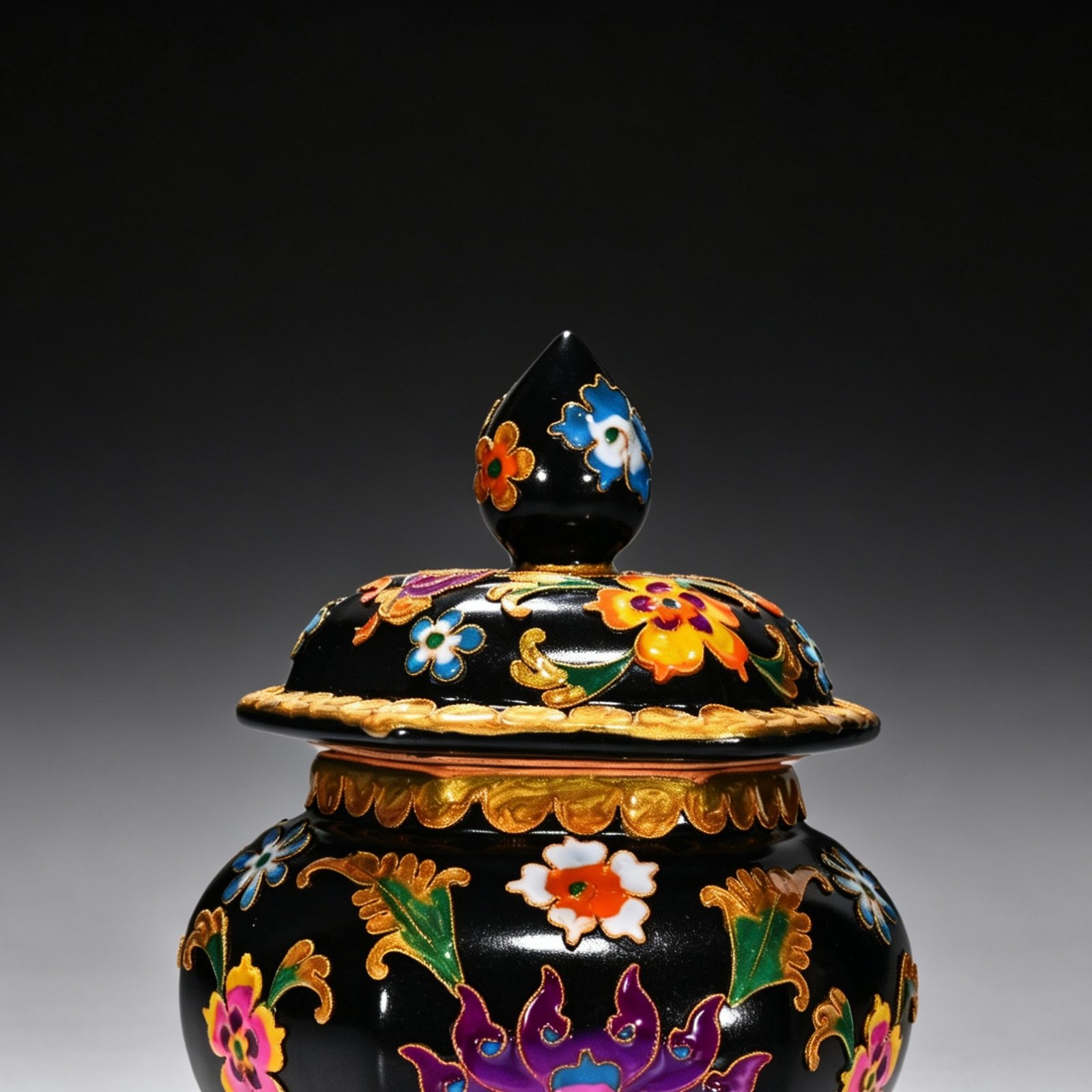 Song Dynasty Heiru cloisonné enamel flower pattern Bafang General lid jar