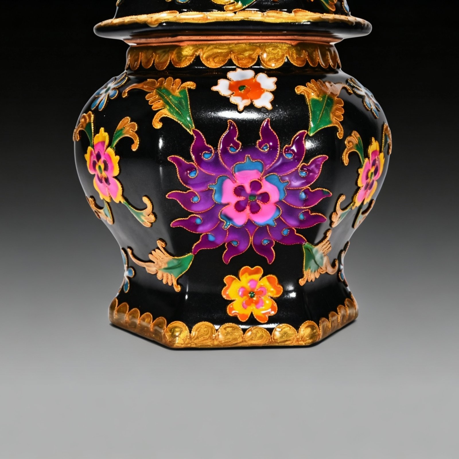 Song Dynasty Heiru cloisonné enamel flower pattern Bafang General lid jar
