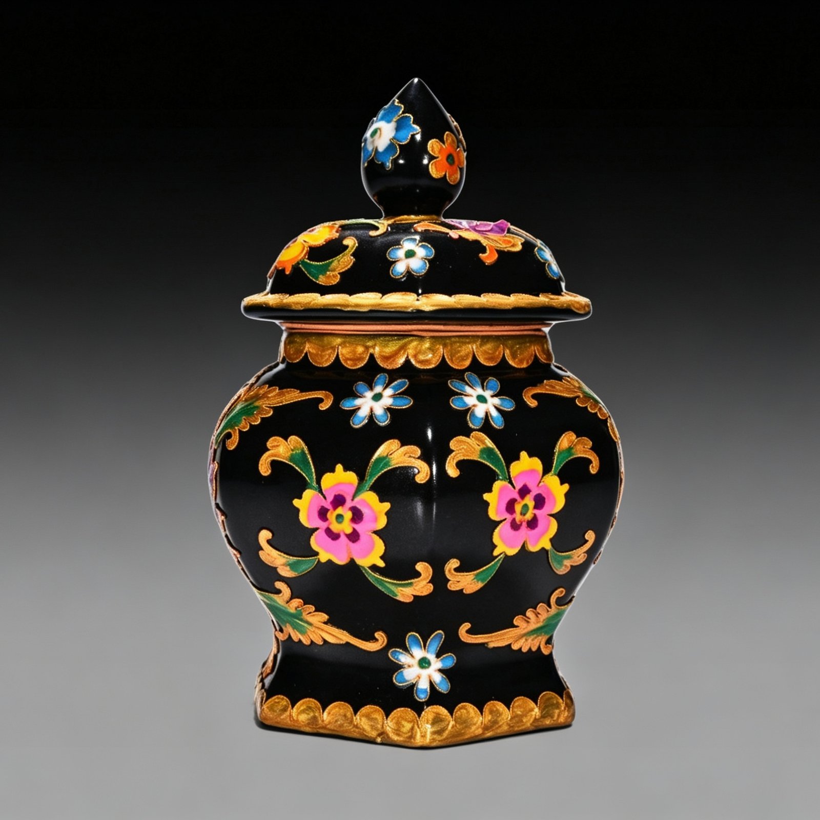 Song Dynasty Heiru cloisonné enamel flower pattern Bafang General lid jar