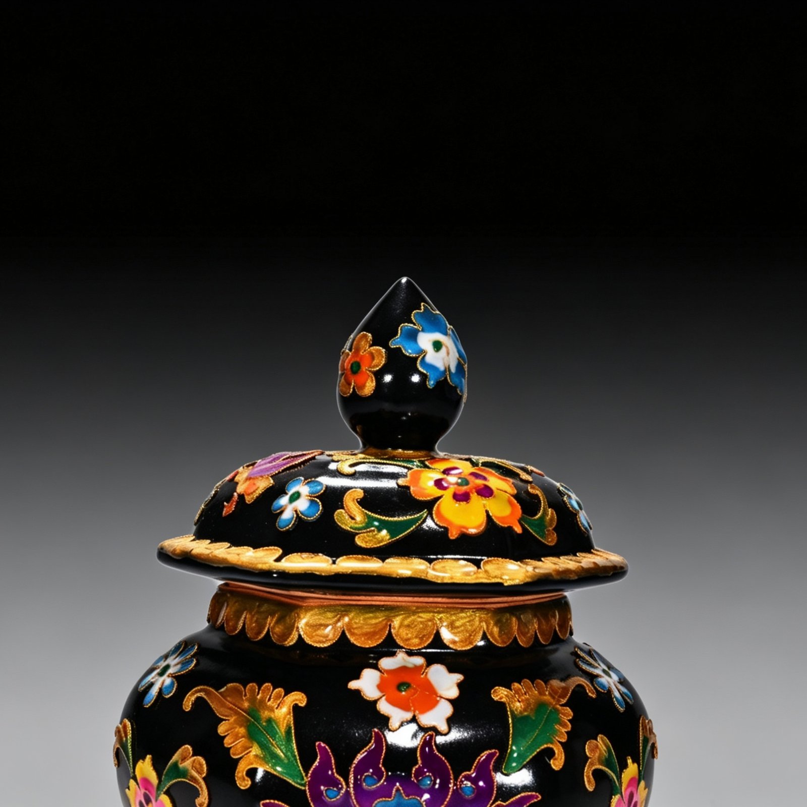 Song Dynasty Heiru cloisonné enamel flower pattern Bafang General lid jar