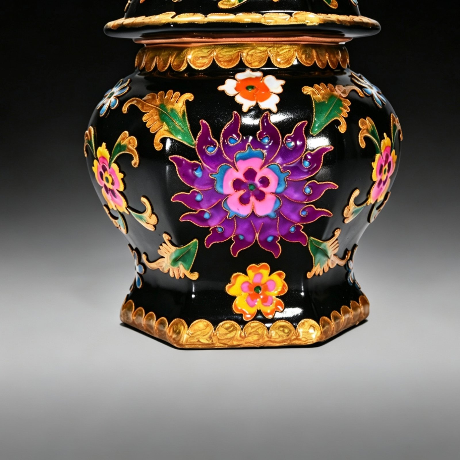 Song Dynasty Heiru cloisonné enamel flower pattern Bafang General lid jar