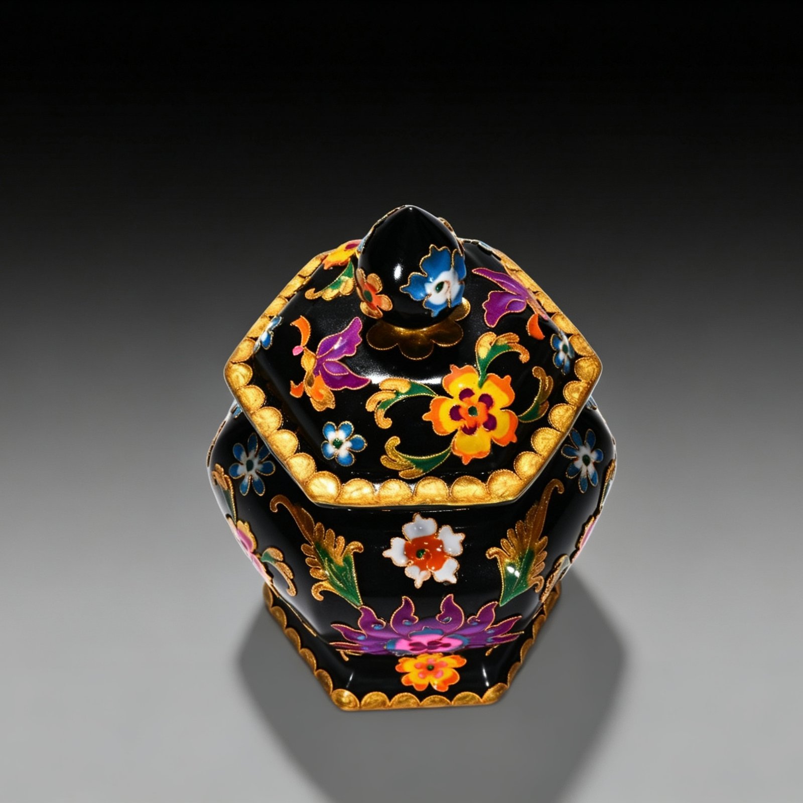 Song Dynasty Heiru cloisonné enamel flower pattern Bafang General lid jar