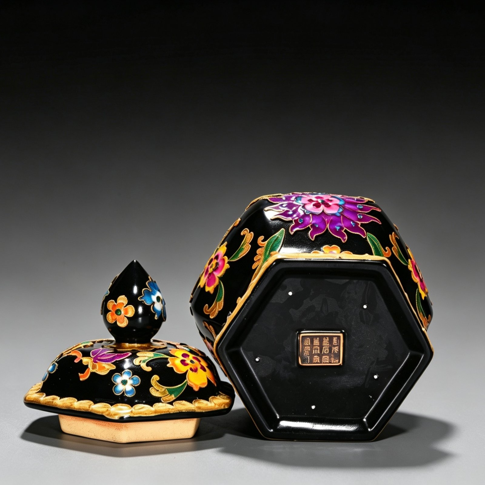 Song Dynasty Heiru cloisonné enamel flower pattern Bafang General lid jar