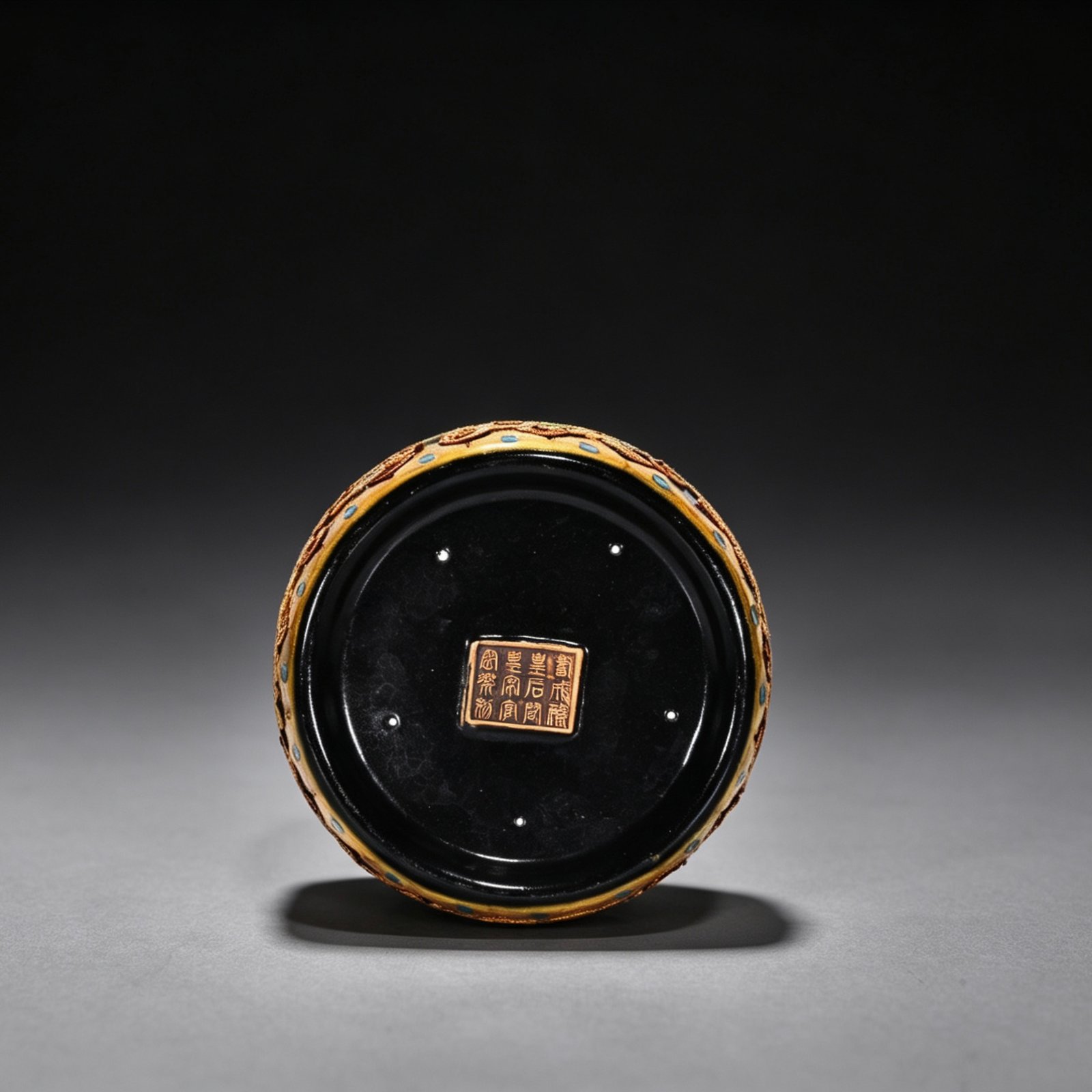 Song Dynasty Heiru cloisonné enamel flower pattern phoenix ear plate-mouth vase
