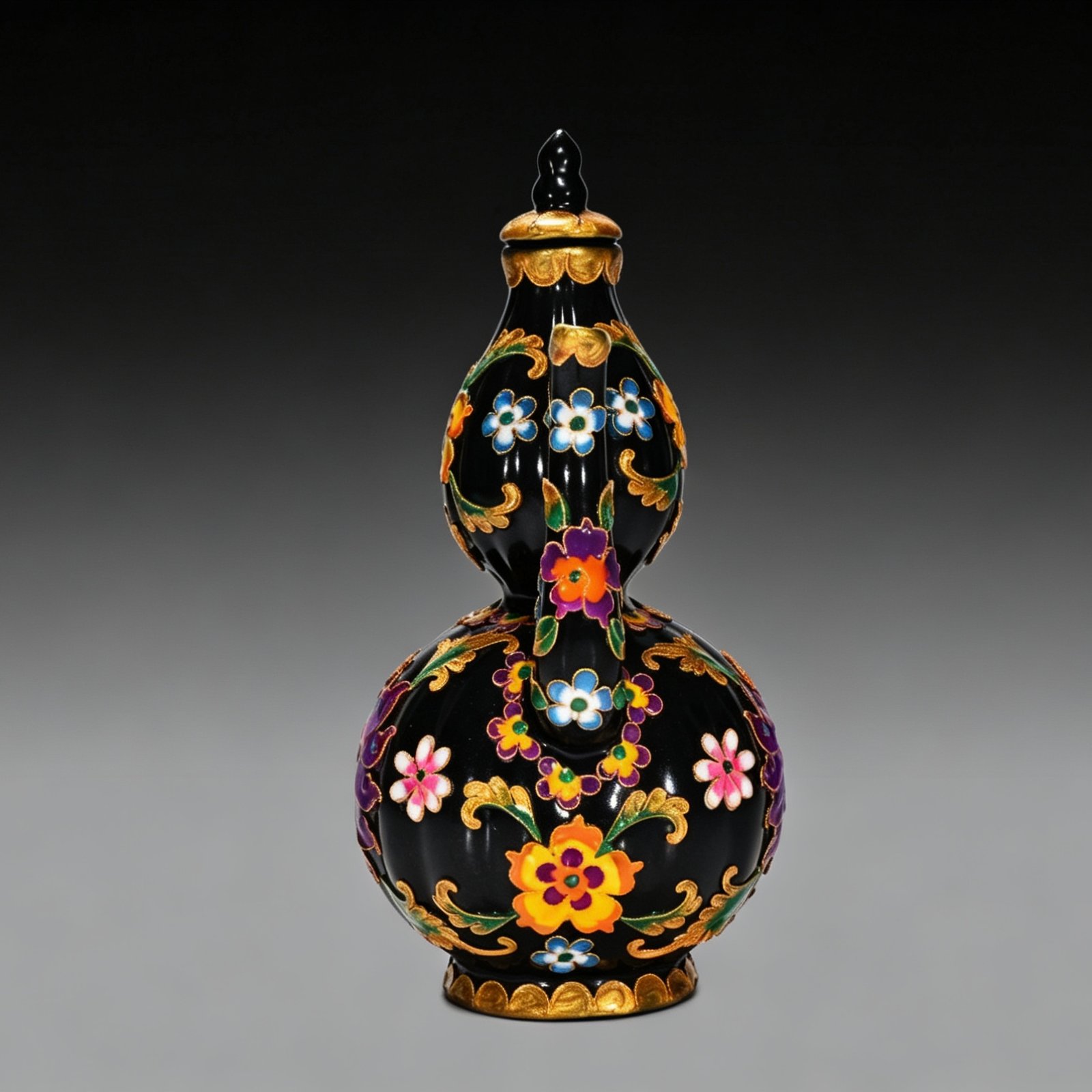 Song Dynasty Heiru cloisonné enamel gourd ewer with floral pattern