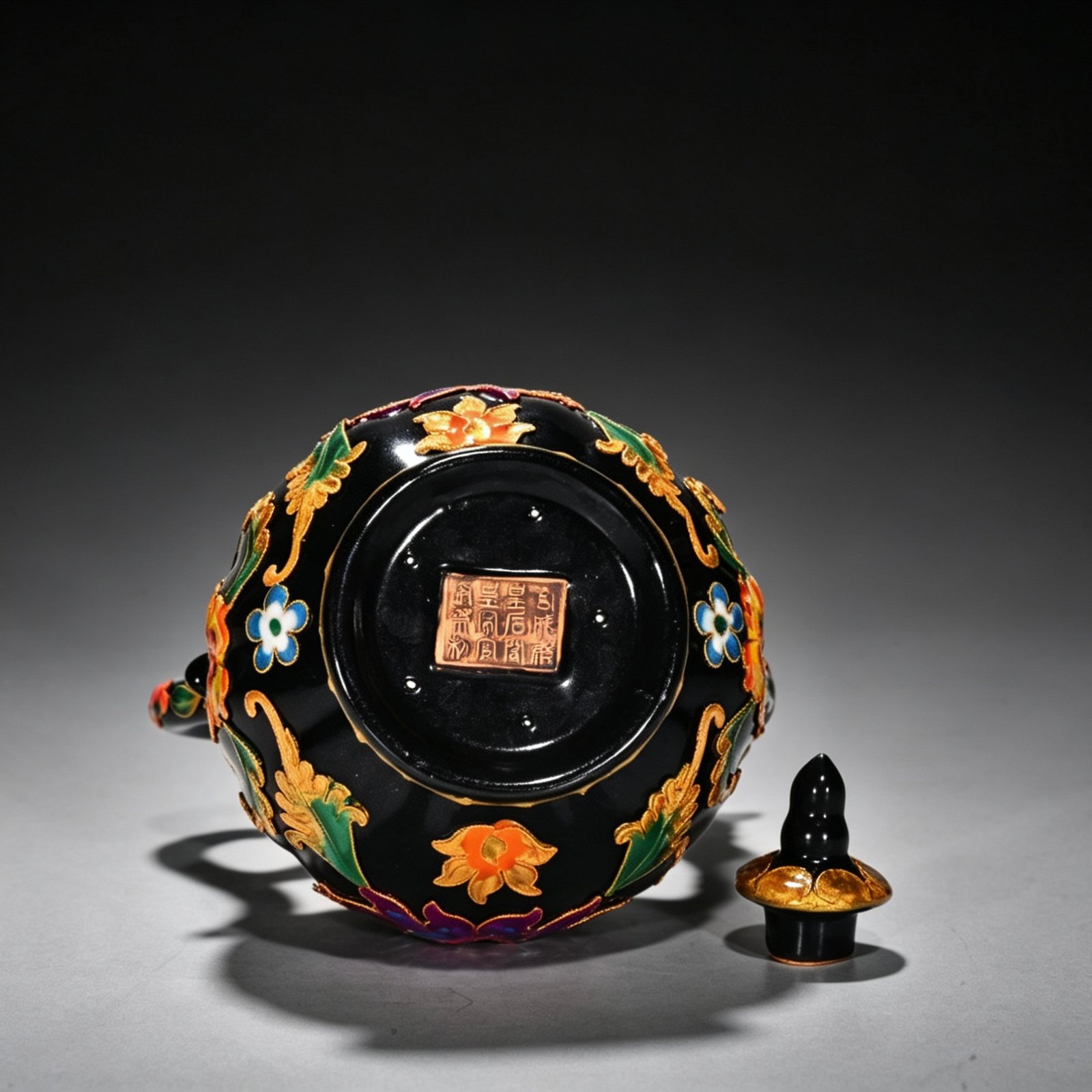 Song Dynasty Heiru cloisonné enamel gourd ewer with floral pattern