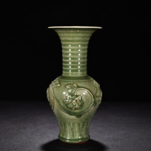 Song Dynasty Longquan kiln plum celadon glaze engraved flower vase