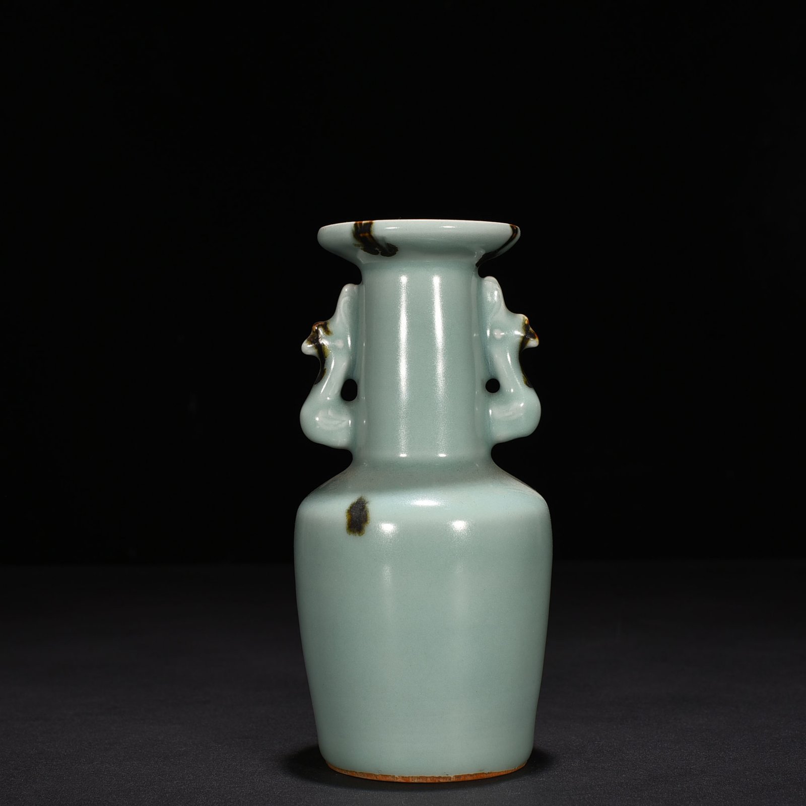 Song Dynasty Longquan kiln pink green glaze dotted phoenix ear vase