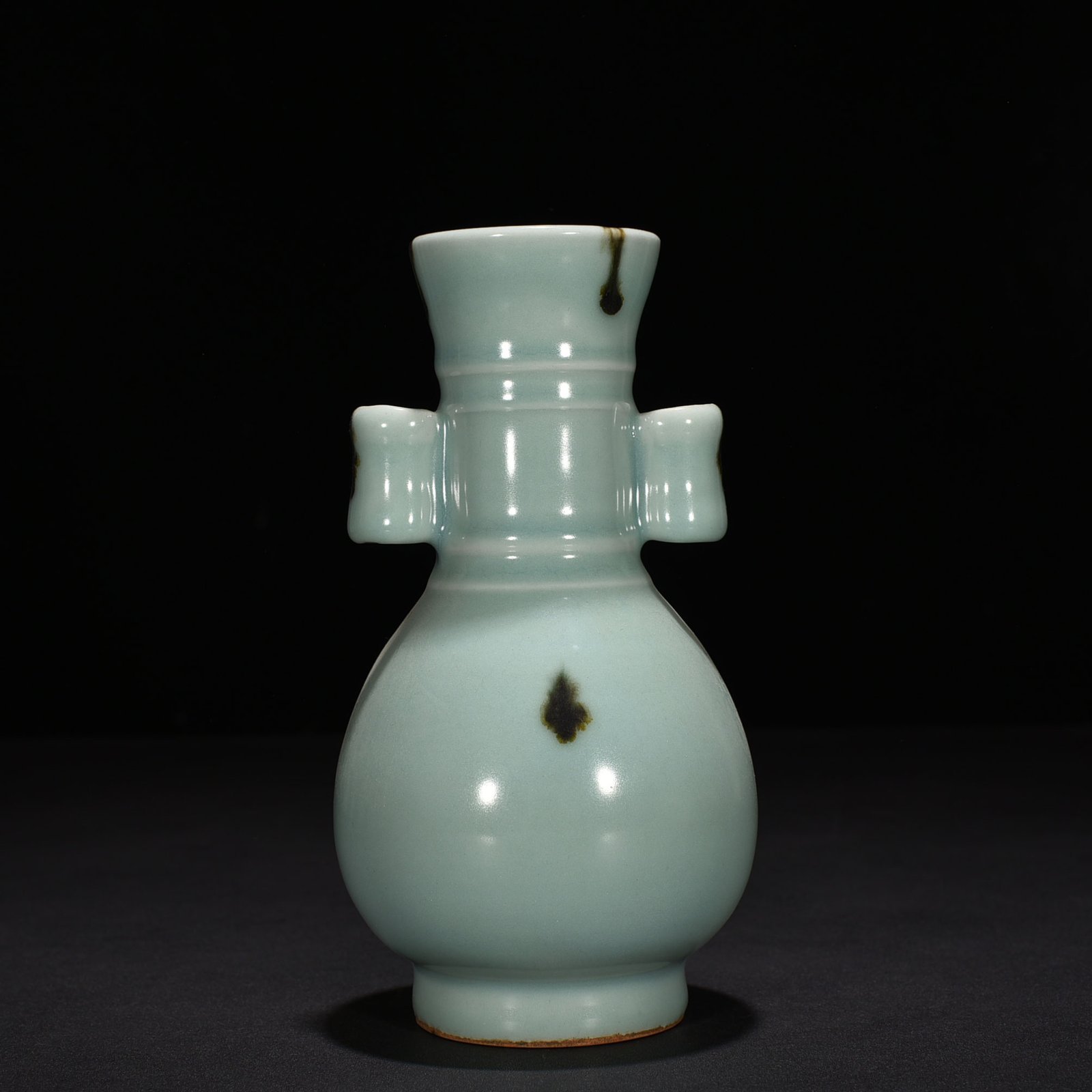 Song Dynasty Longquan kiln pink green glaze dotted ear vase
