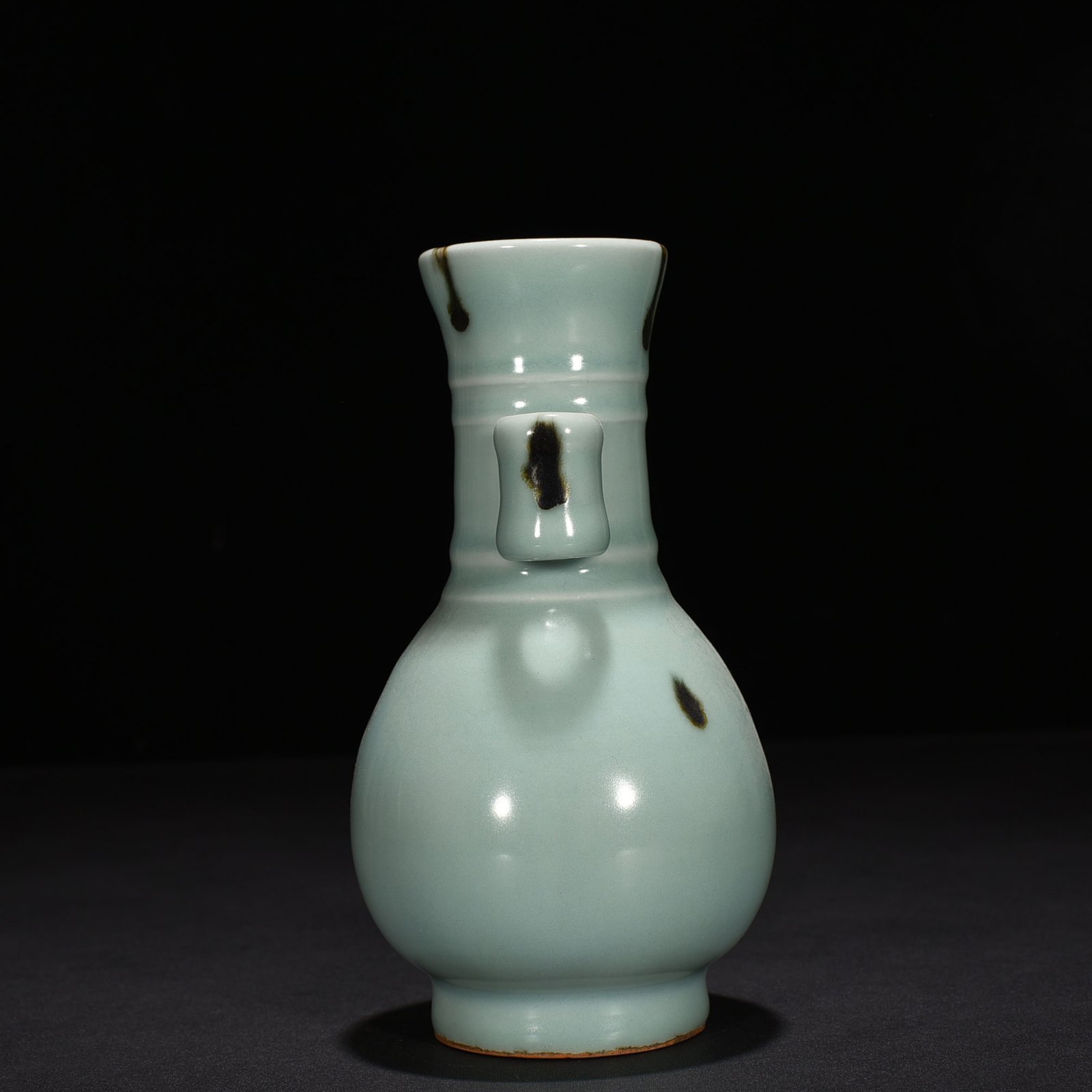 Song Dynasty Longquan kiln pink green glaze dotted ear vase