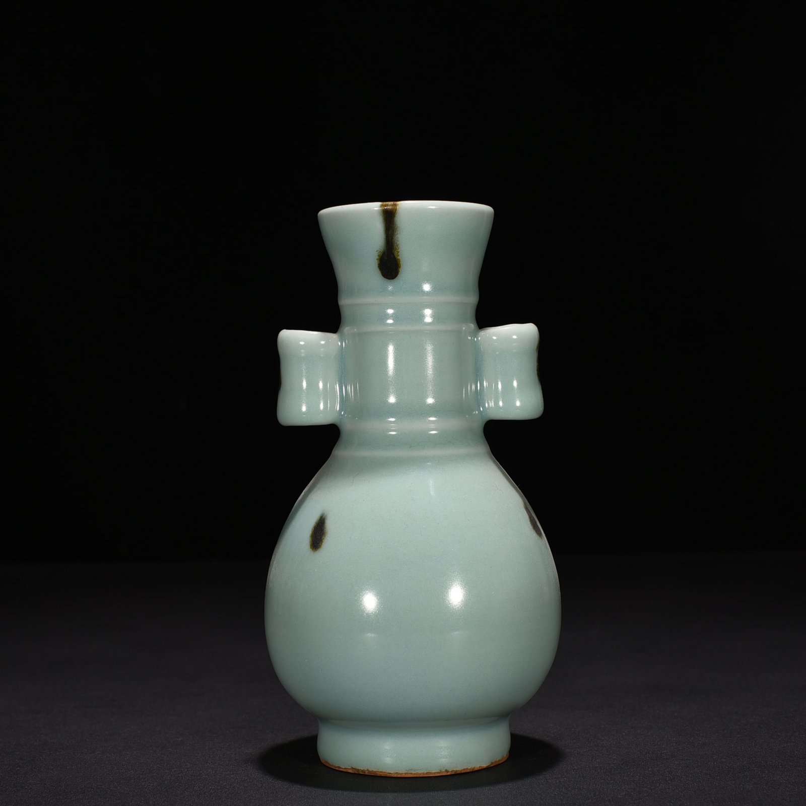 Song Dynasty Longquan kiln pink green glaze dotted ear vase
