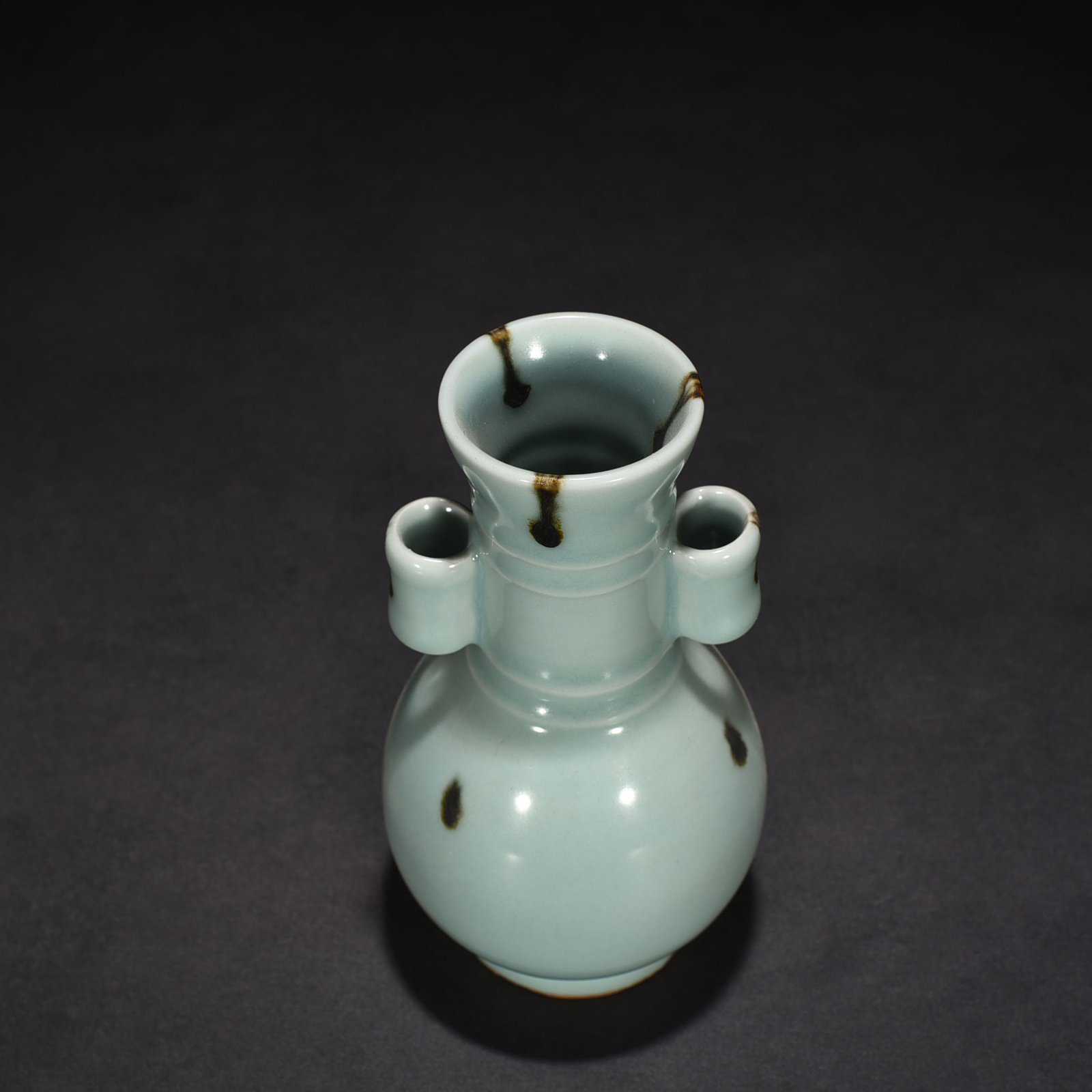 Song Dynasty Longquan kiln pink green glaze dotted ear vase