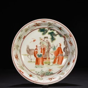 Ming Dynasty Wanli multicolored three-star high-illumination figure plate