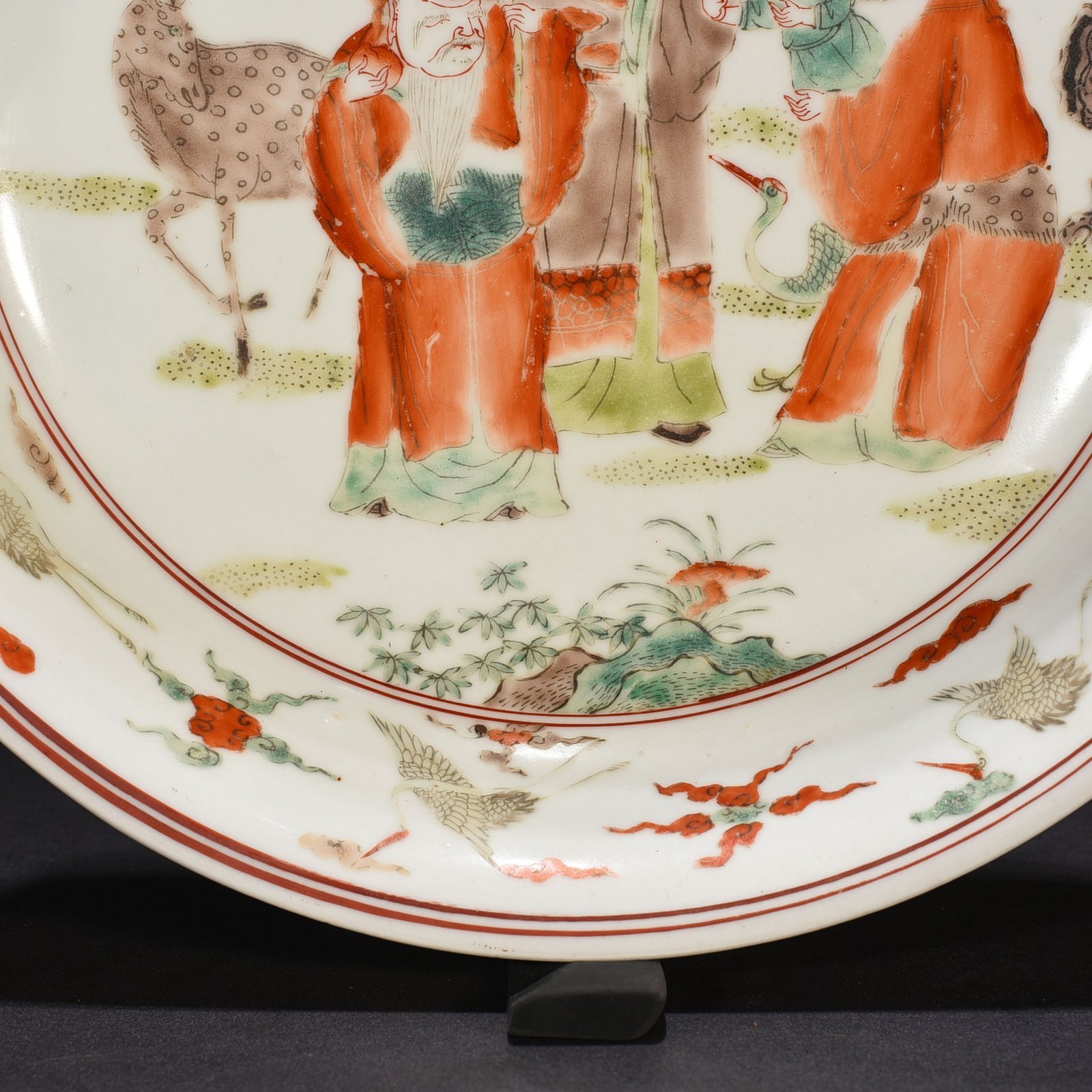 Ming Dynasty Wanli multicolored three-star high-illumination figure plate
