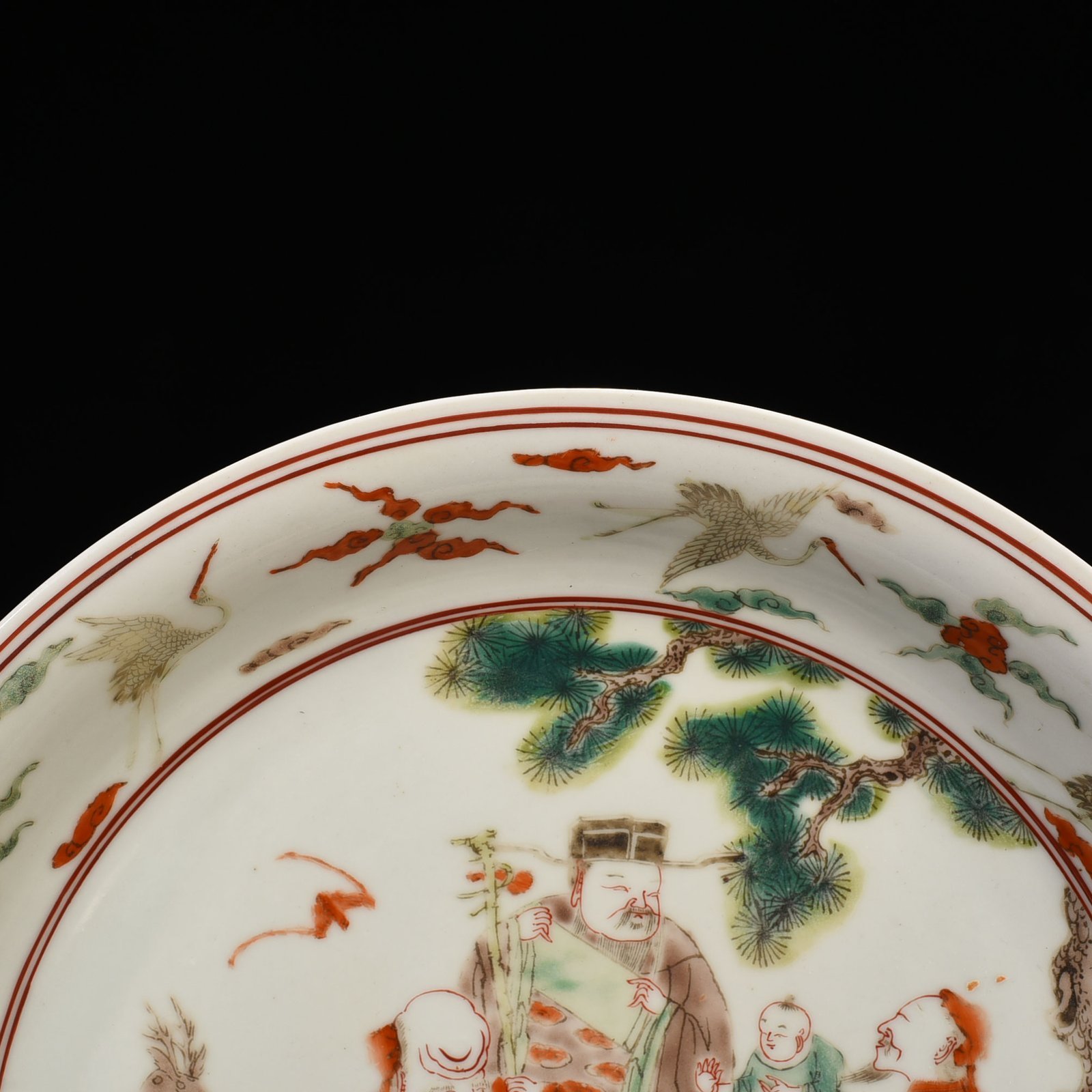 Ming Dynasty Wanli multicolored three-star high-illumination figure plate