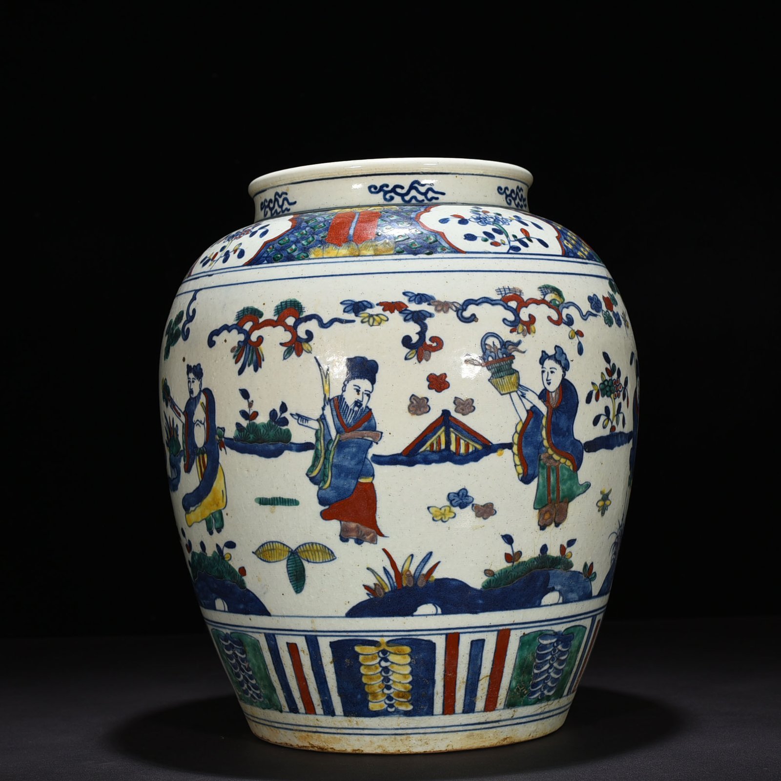 Ming Dynasty Wanli colorful eight immortals figure jar