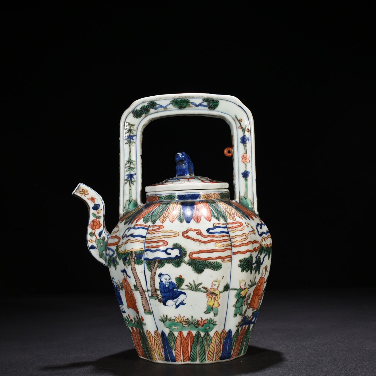 Ming Dynasty Wanli blue and white multicolored figure pattern teapot