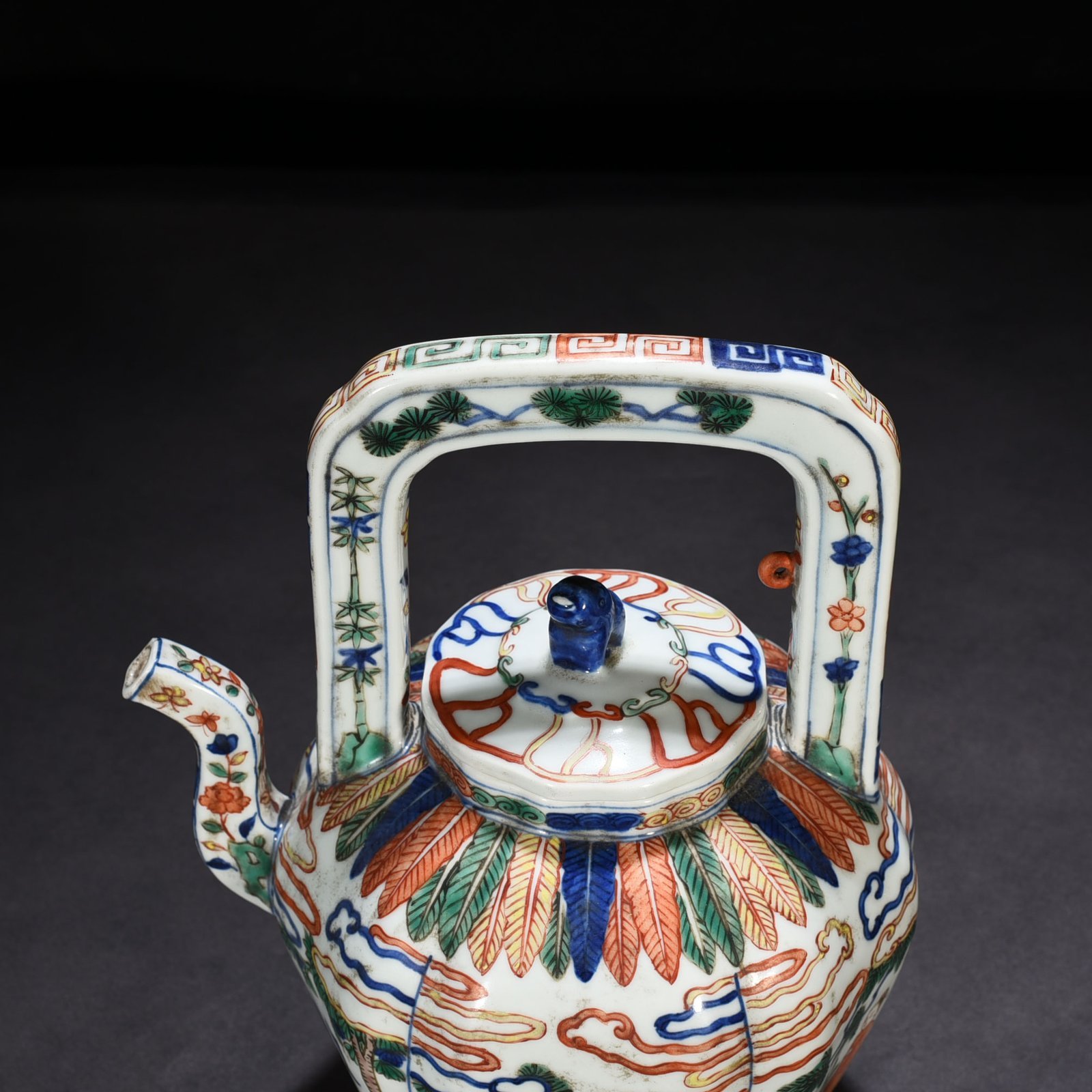 Ming Dynasty Wanli blue and white multicolored figure pattern teapot