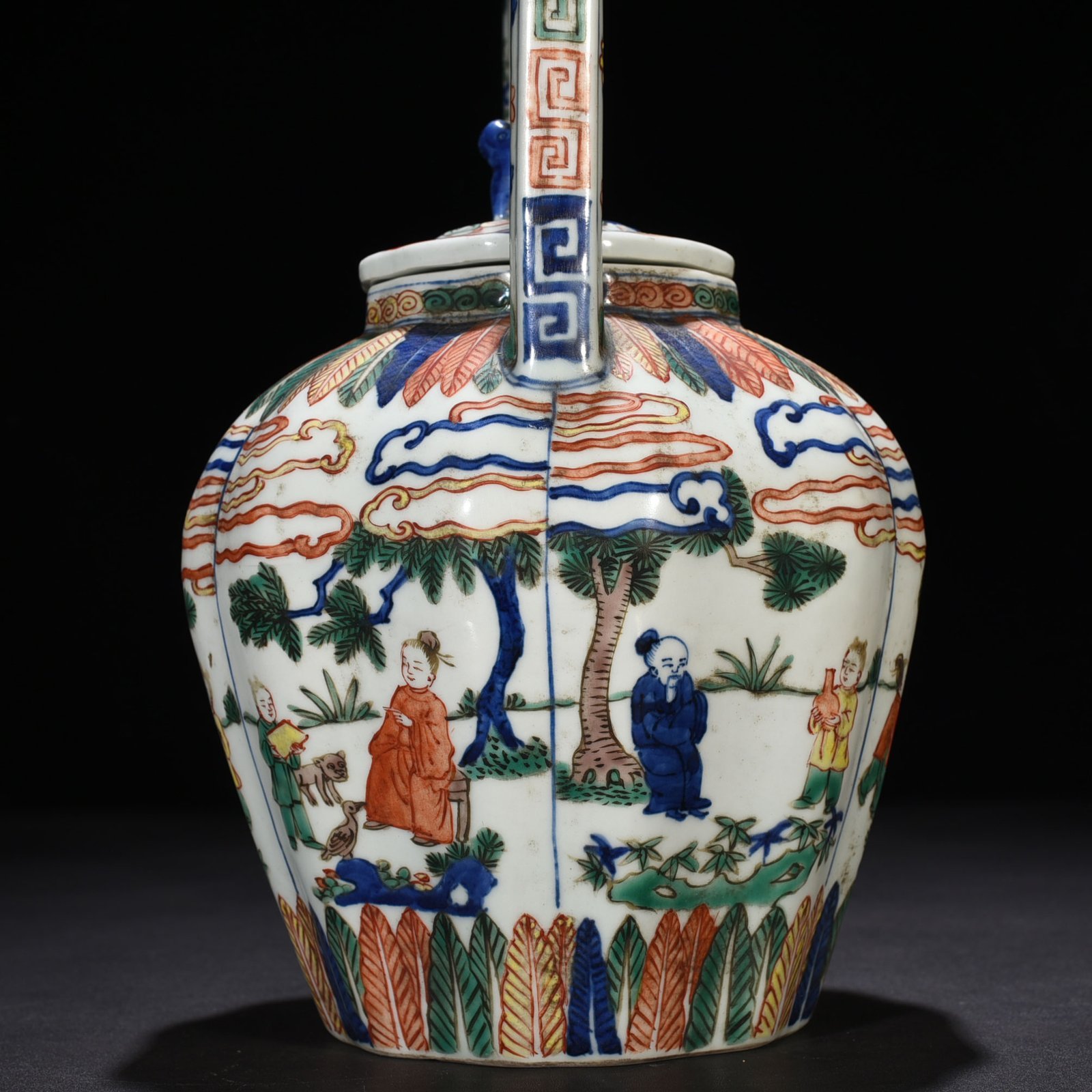 Ming Dynasty Wanli blue and white multicolored figure pattern teapot