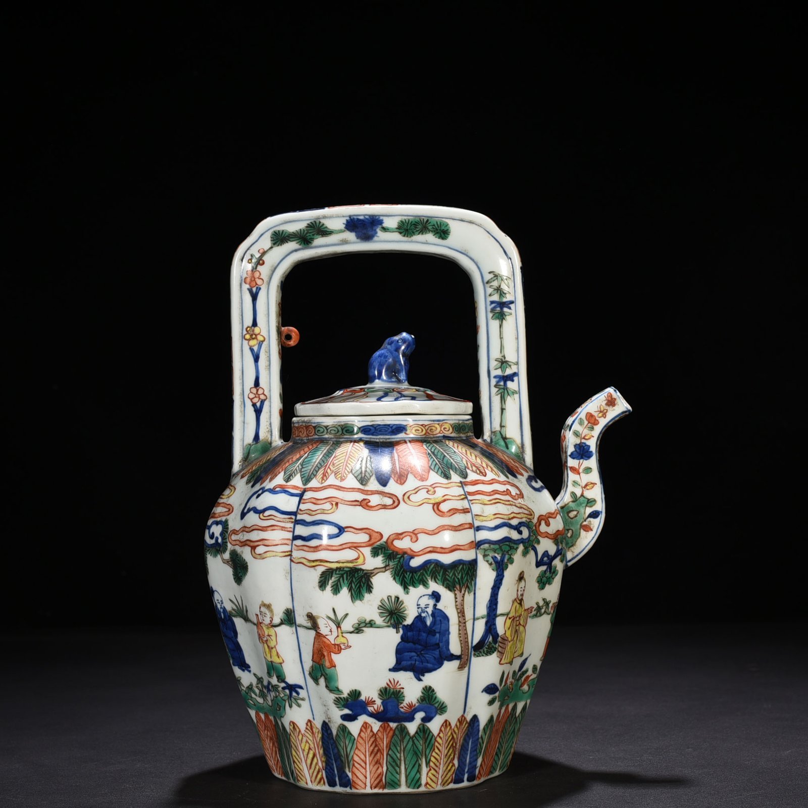 Ming Dynasty Wanli blue and white multicolored figure pattern teapot