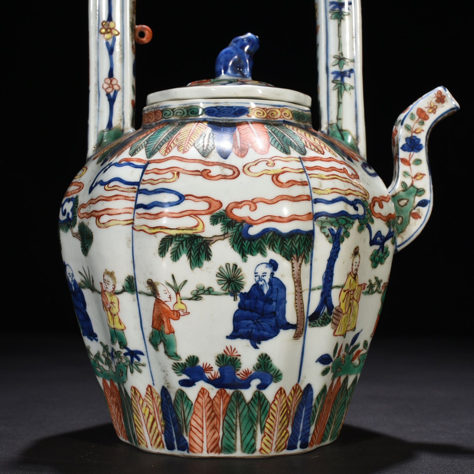 Ming Dynasty Wanli blue and white multicolored figure pattern teapot