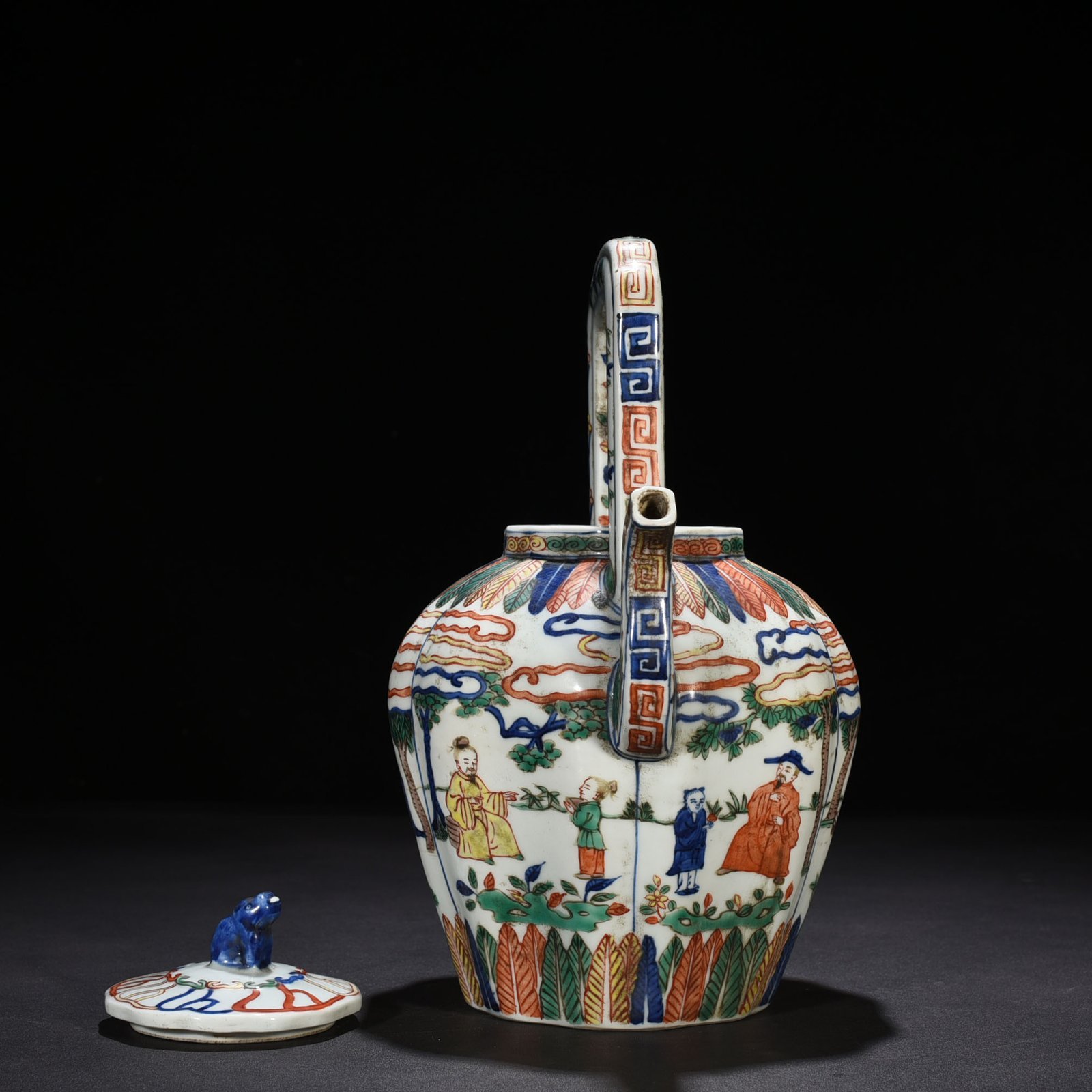 Ming Dynasty Wanli blue and white multicolored figure pattern teapot