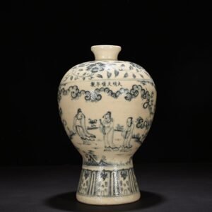 Ming Dynasty blue and white character story pattern waist plum vase