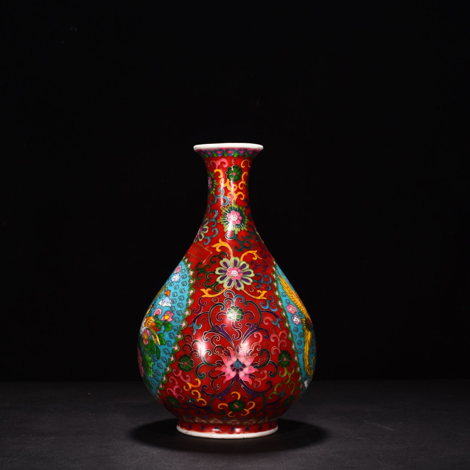 Ming Dynasty Xuande cloisonné enamel flower pattern jade pot spring vase