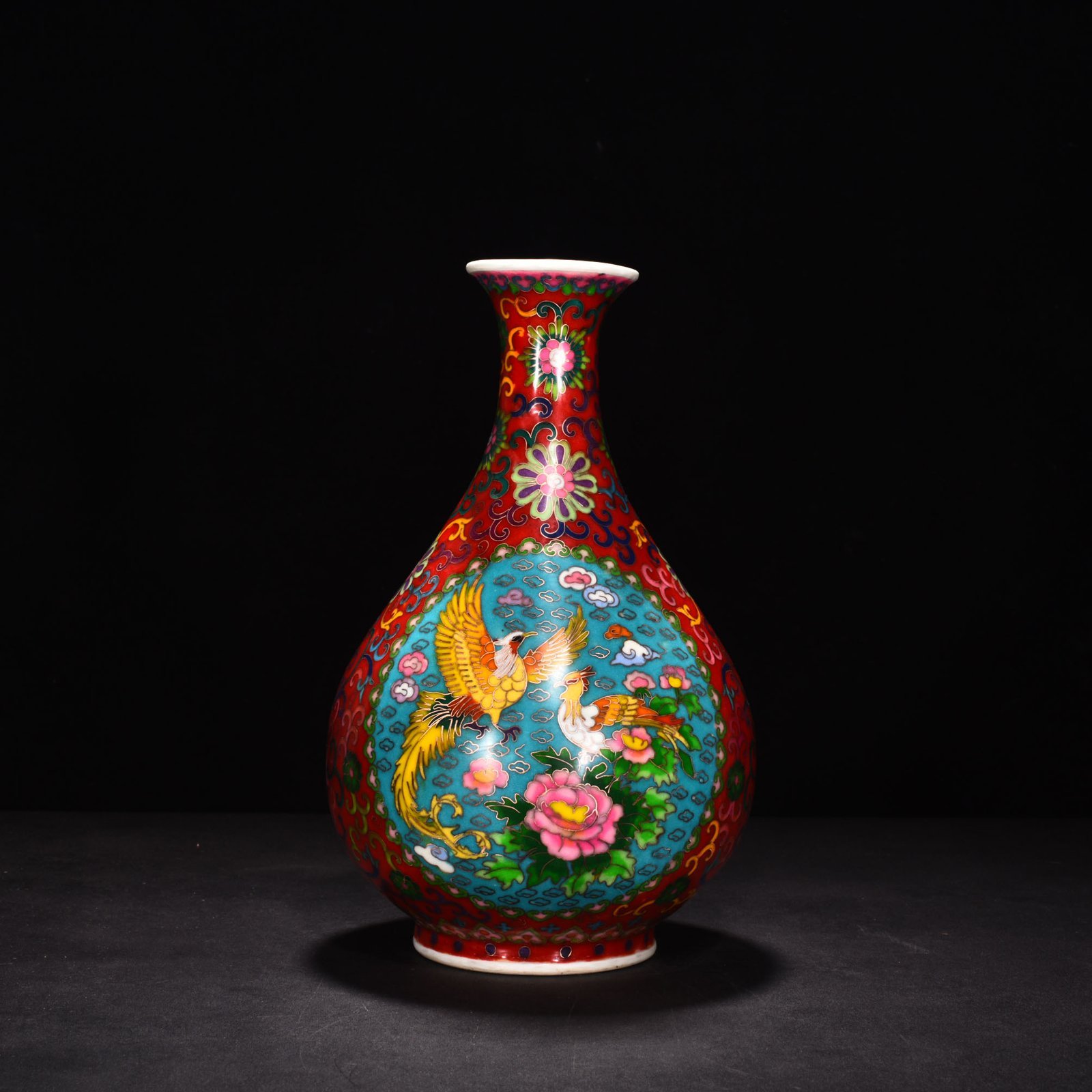Ming Dynasty Xuande cloisonné enamel flower pattern jade pot spring vase