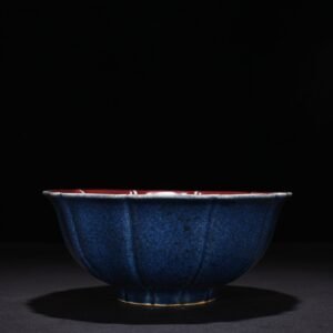 Ming Dynasty Xuande blue glaze sacrificial red sunflower mouth bowl