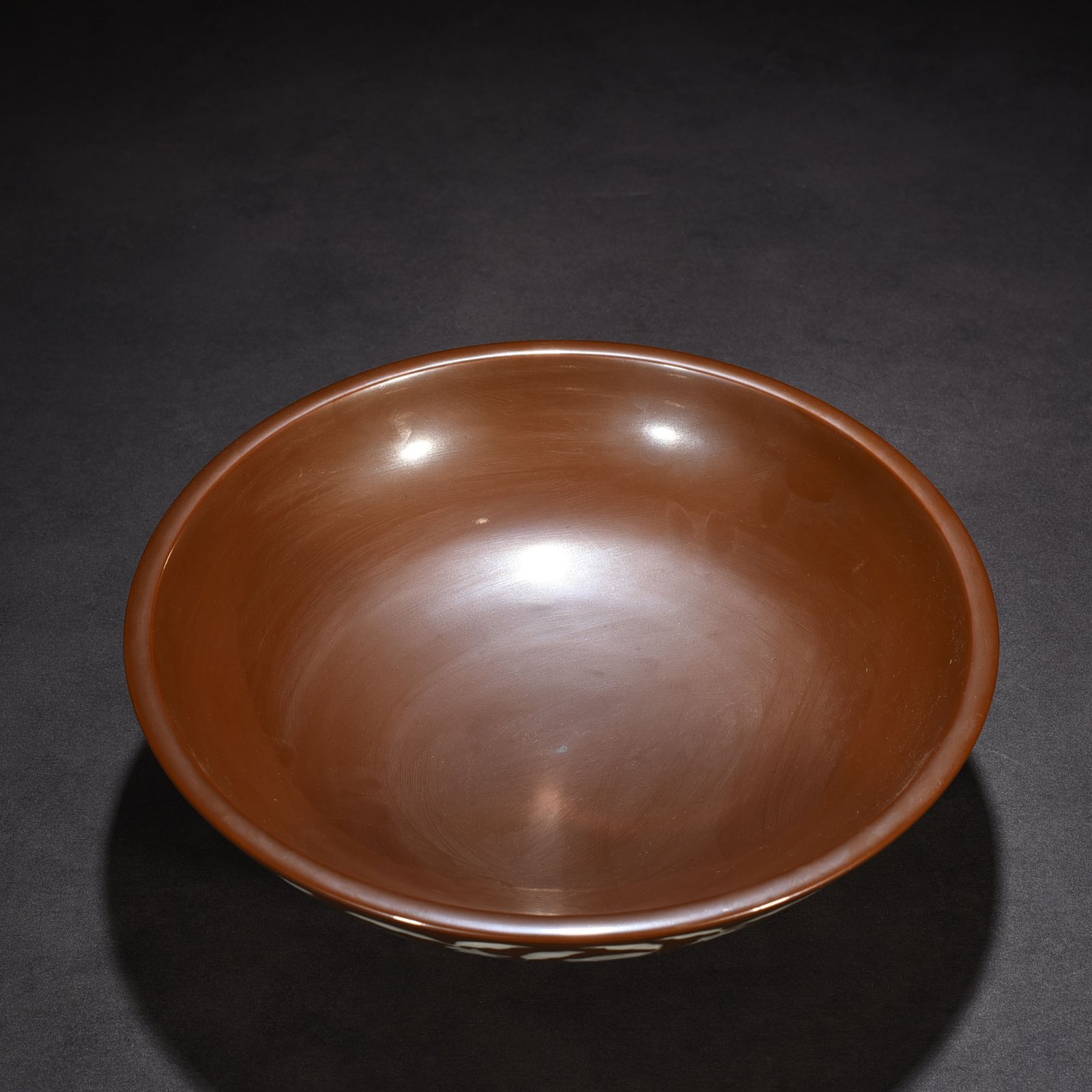Ming Dynasty Xuande purple gold glaze dice bowl with folded branches