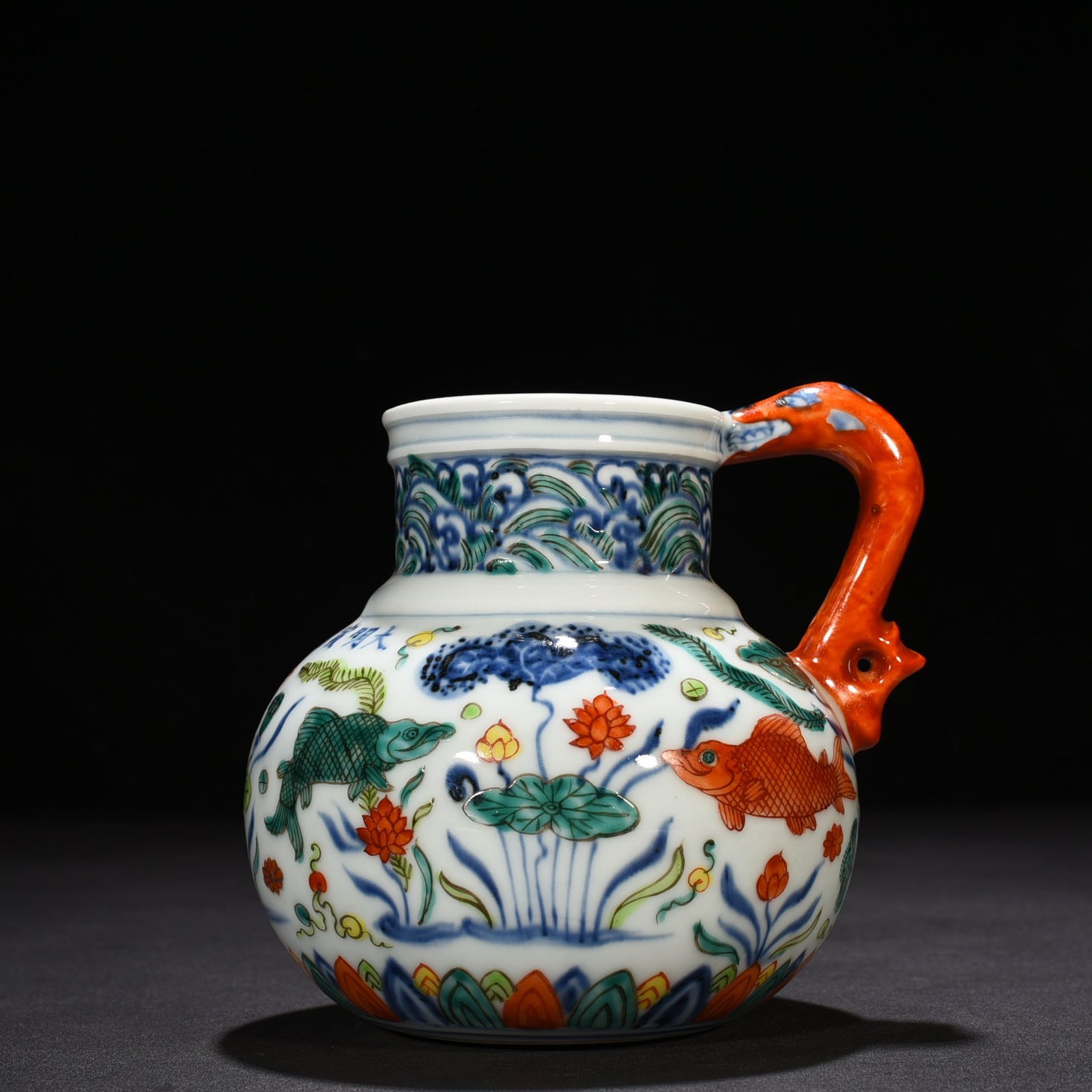 Ming Dynasty Xuande blue and white multicolored fish and algae pattern