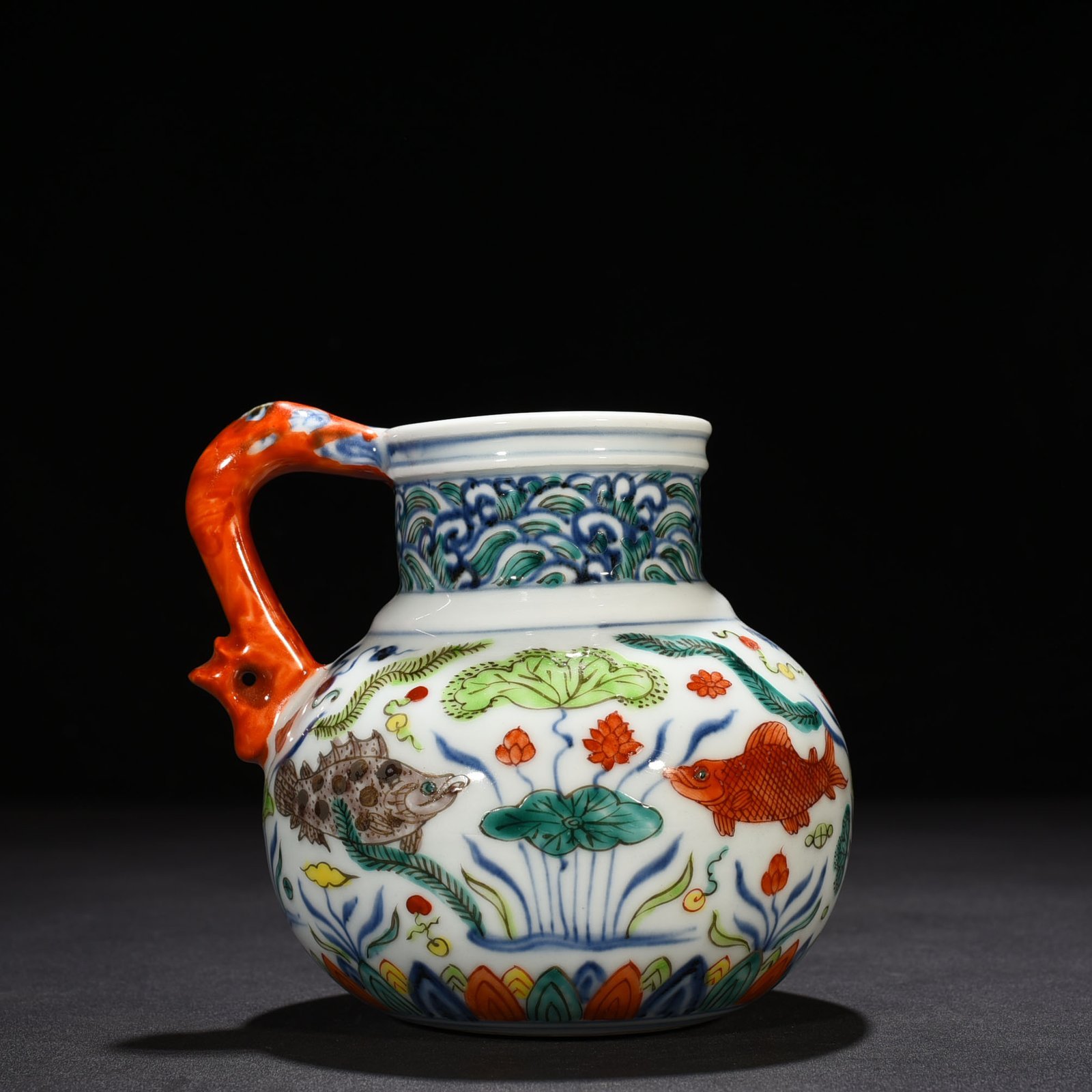 Ming Dynasty Xuande blue and white multicolored fish and algae pattern