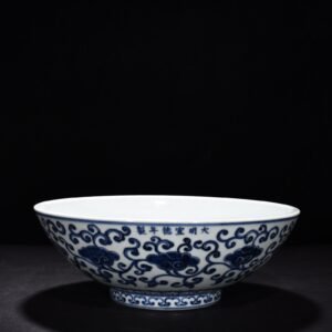 Ming Dynasty Xuande blue and white dice bowl with Ruyi pattern