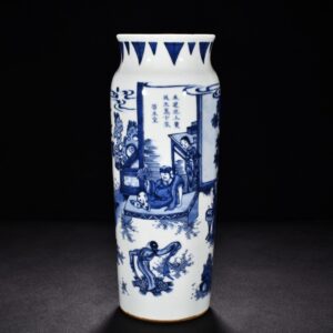 Ming Dynasty Chongzhen blue and white vase with character and story patterns