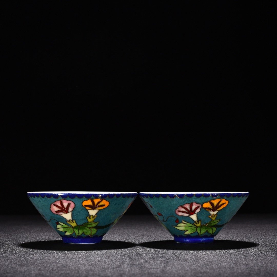 Ming Dynasty Chenghua cloisonné enamel morning glory flower pattern hat cup