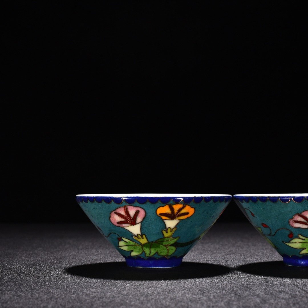 Ming Dynasty Chenghua cloisonné enamel morning glory flower pattern hat cup