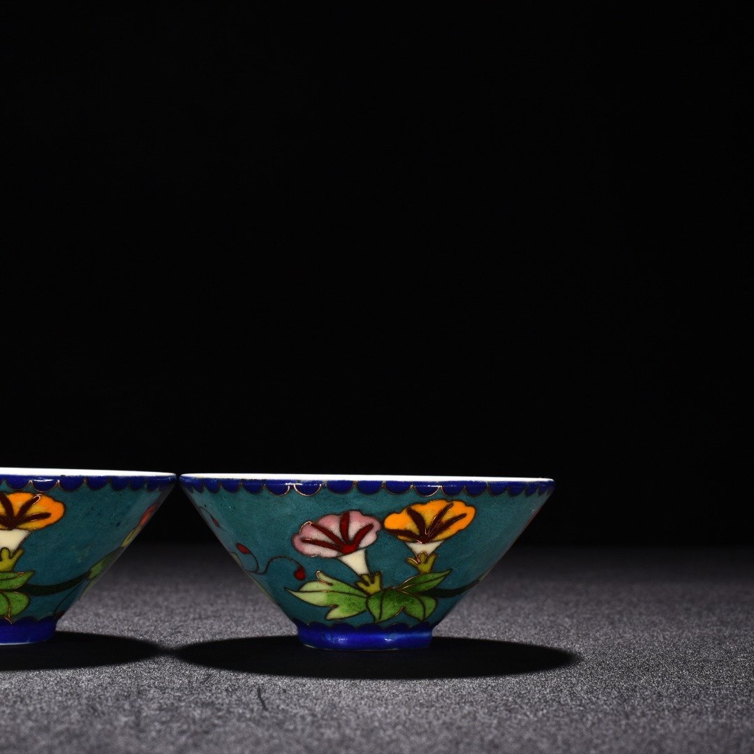 Ming Dynasty Chenghua cloisonné enamel morning glory flower pattern hat cup
