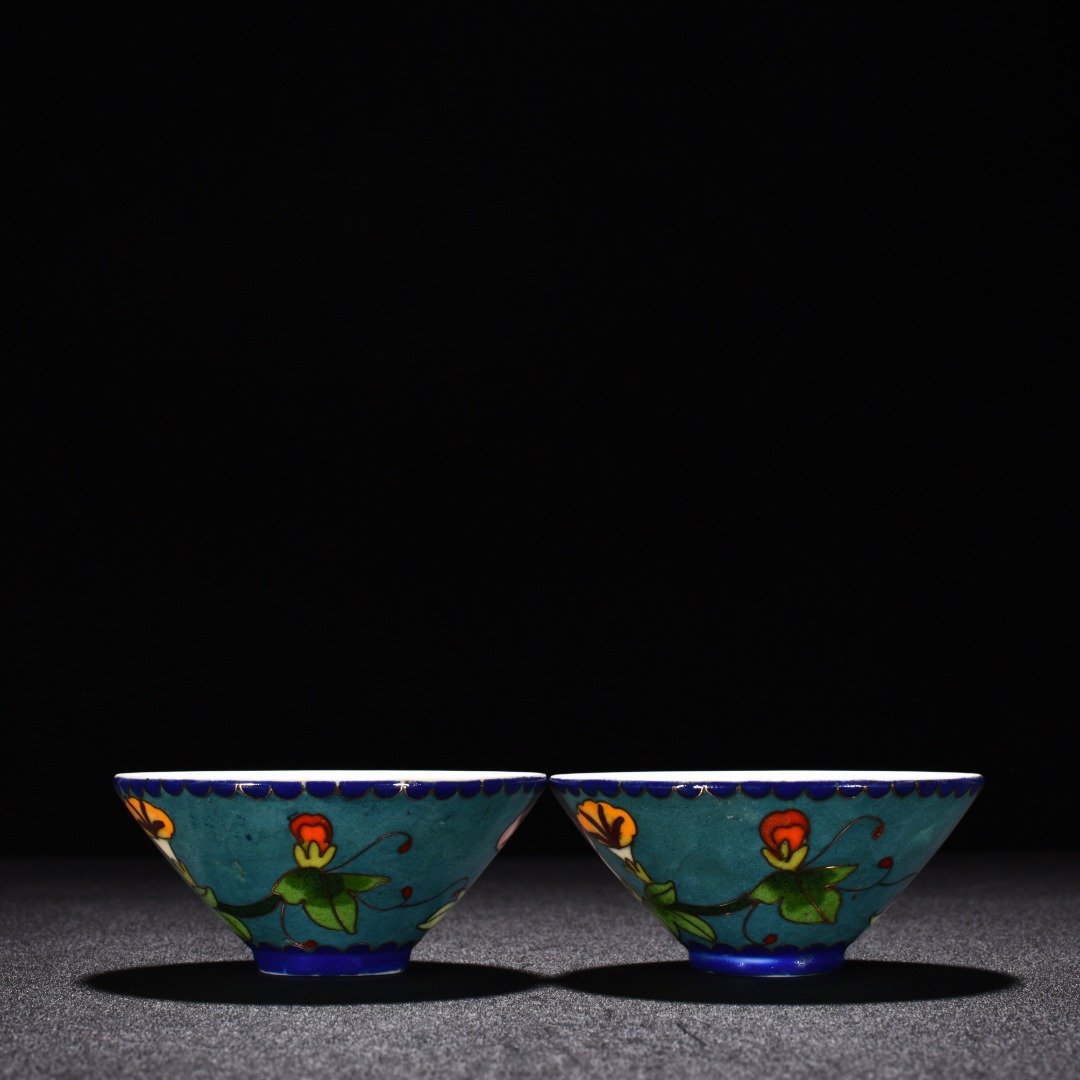 Ming Dynasty Chenghua cloisonné enamel morning glory flower pattern hat cup