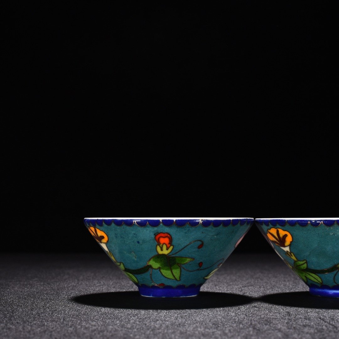 Ming Dynasty Chenghua cloisonné enamel morning glory flower pattern hat cup