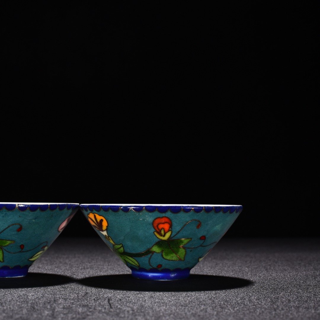 Ming Dynasty Chenghua cloisonné enamel morning glory flower pattern hat cup