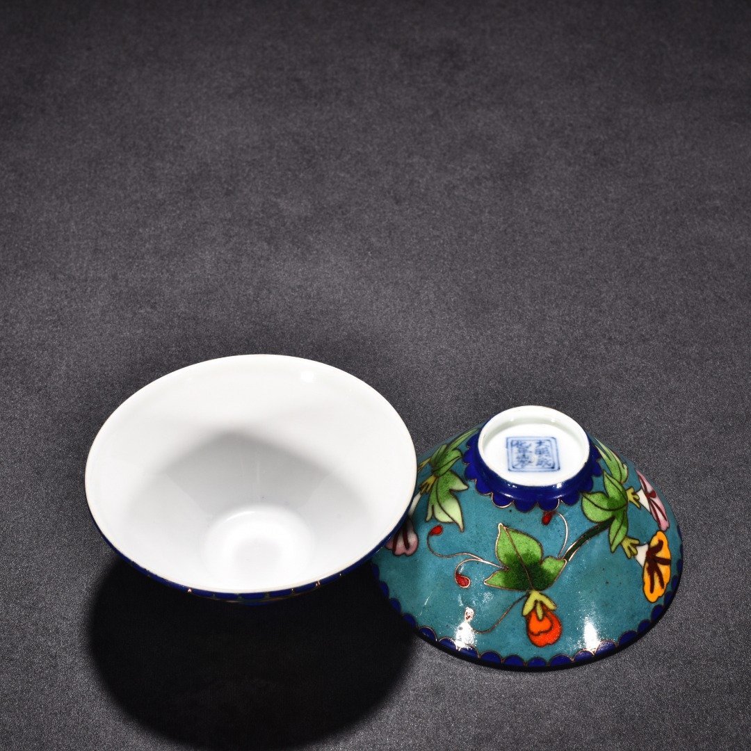 Ming Dynasty Chenghua cloisonné enamel morning glory flower pattern hat cup
