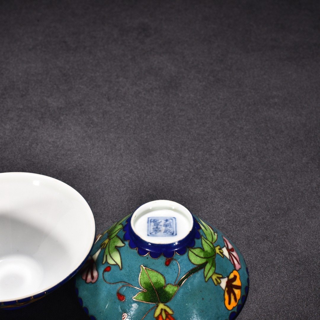 Ming Dynasty Chenghua cloisonné enamel morning glory flower pattern hat cup