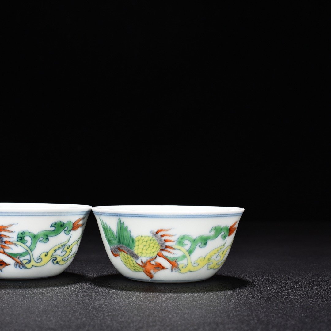Ming Dynasty Chenghua Dou Colorful Phoenix Pattern Cylinder Cup