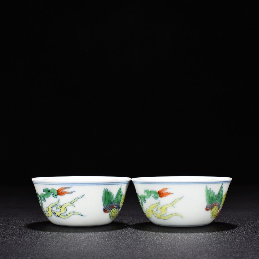 Ming Dynasty Chenghua Dou Colorful Phoenix Pattern Cylinder Cup